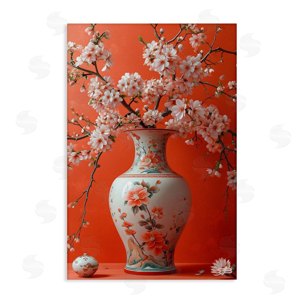 Flowers in Eastern Vase Canvas Wall Art, Home Decor by Roozbeh Bahramali