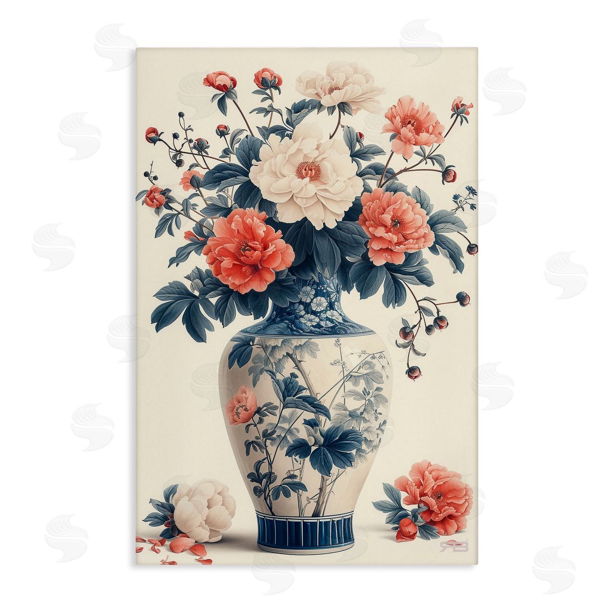 Vintage Eastern Vase Canvas Wall Art, Home Decor by Roozbeh Bahramali