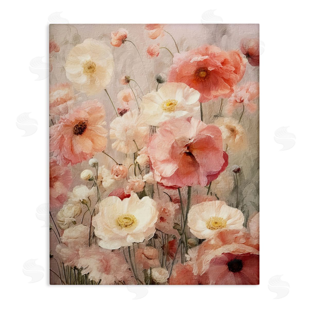 Blush Floral Pattern Canvas Wall Art, Home Decor by RileyB