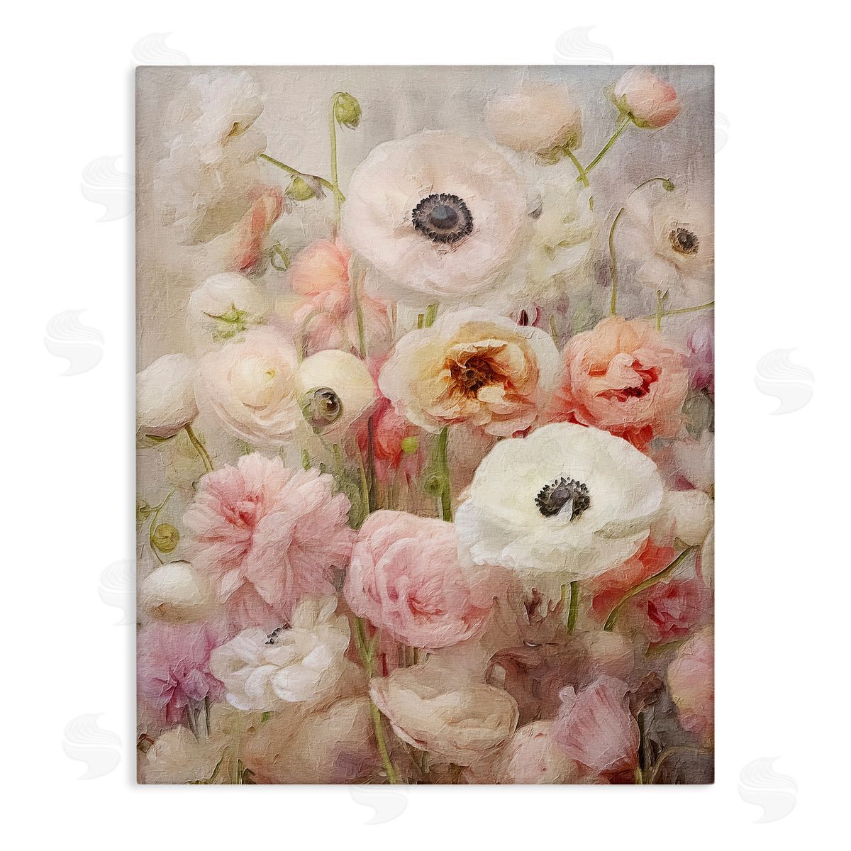 Soft Pastel Florals Canvas Wall Art, Home Decor by RileyB