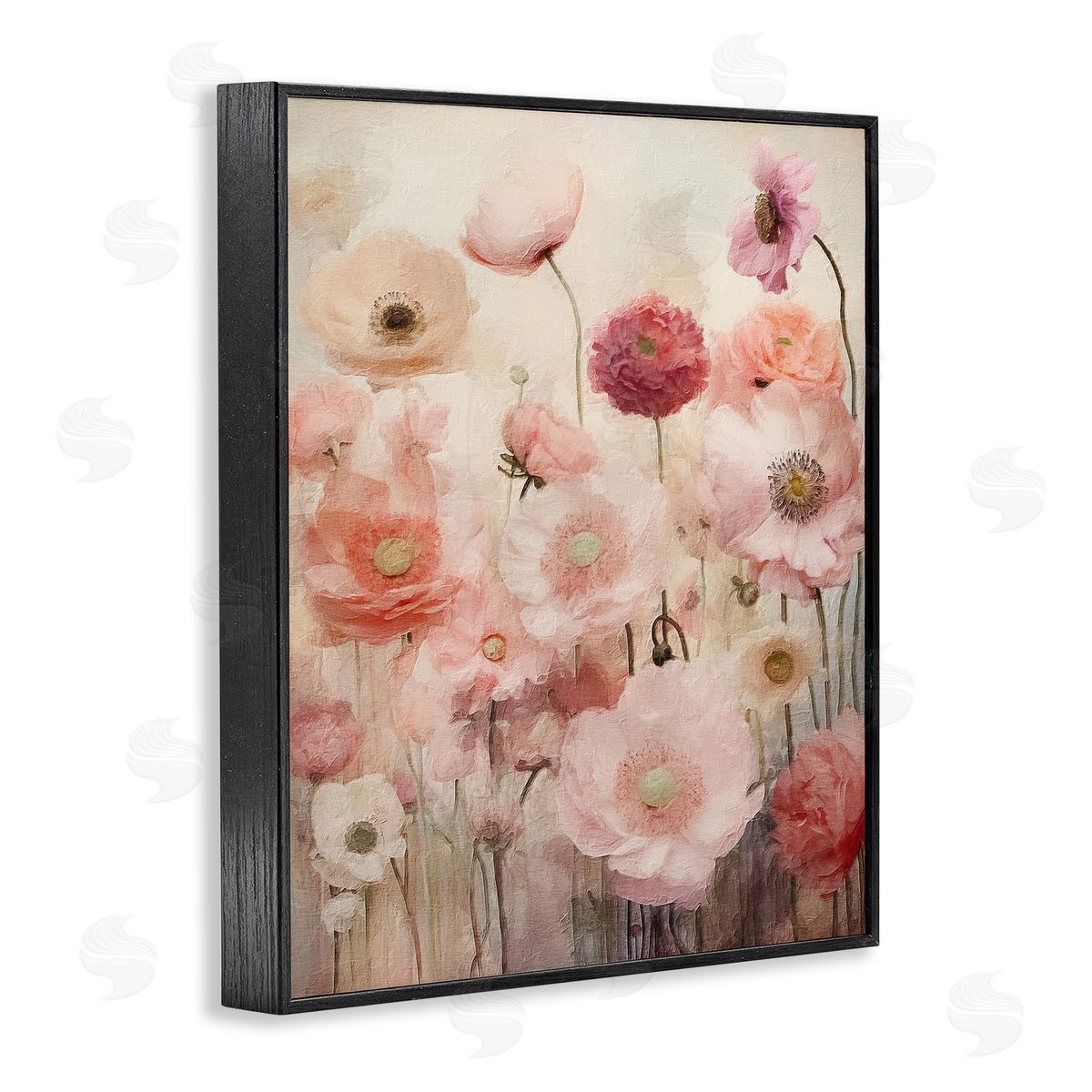 Blush Flower Garden Black Frame Print Wall Art, Home Decor by RileyB