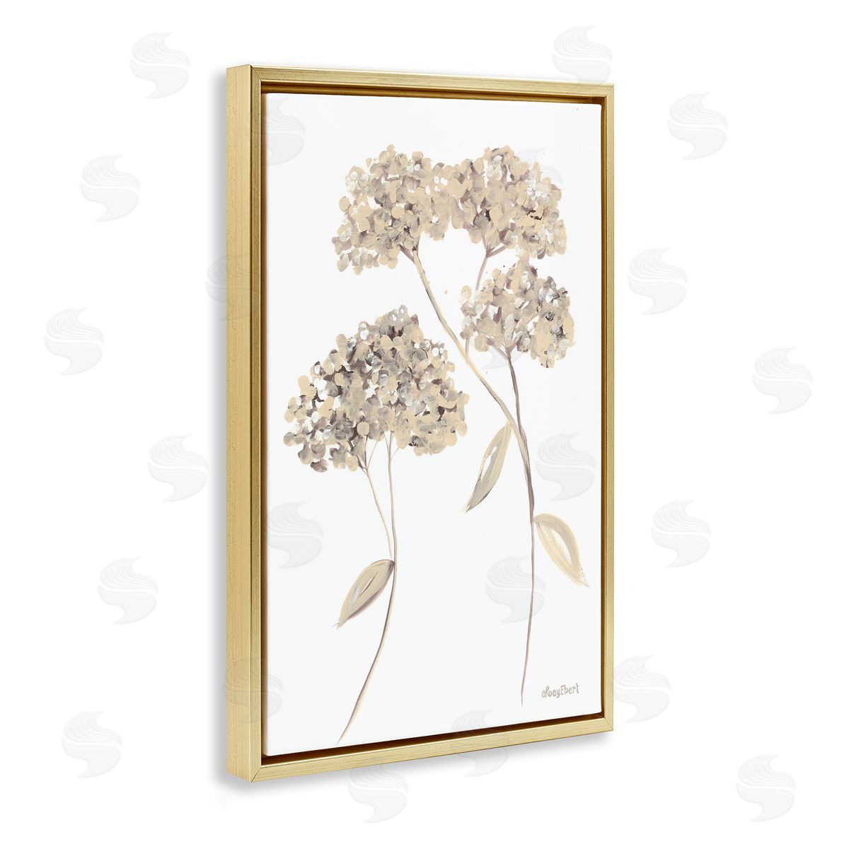 Soft Geranium Florets Gold Floating Frame Canvas Wall Art, Home Decor by Roy Ebert