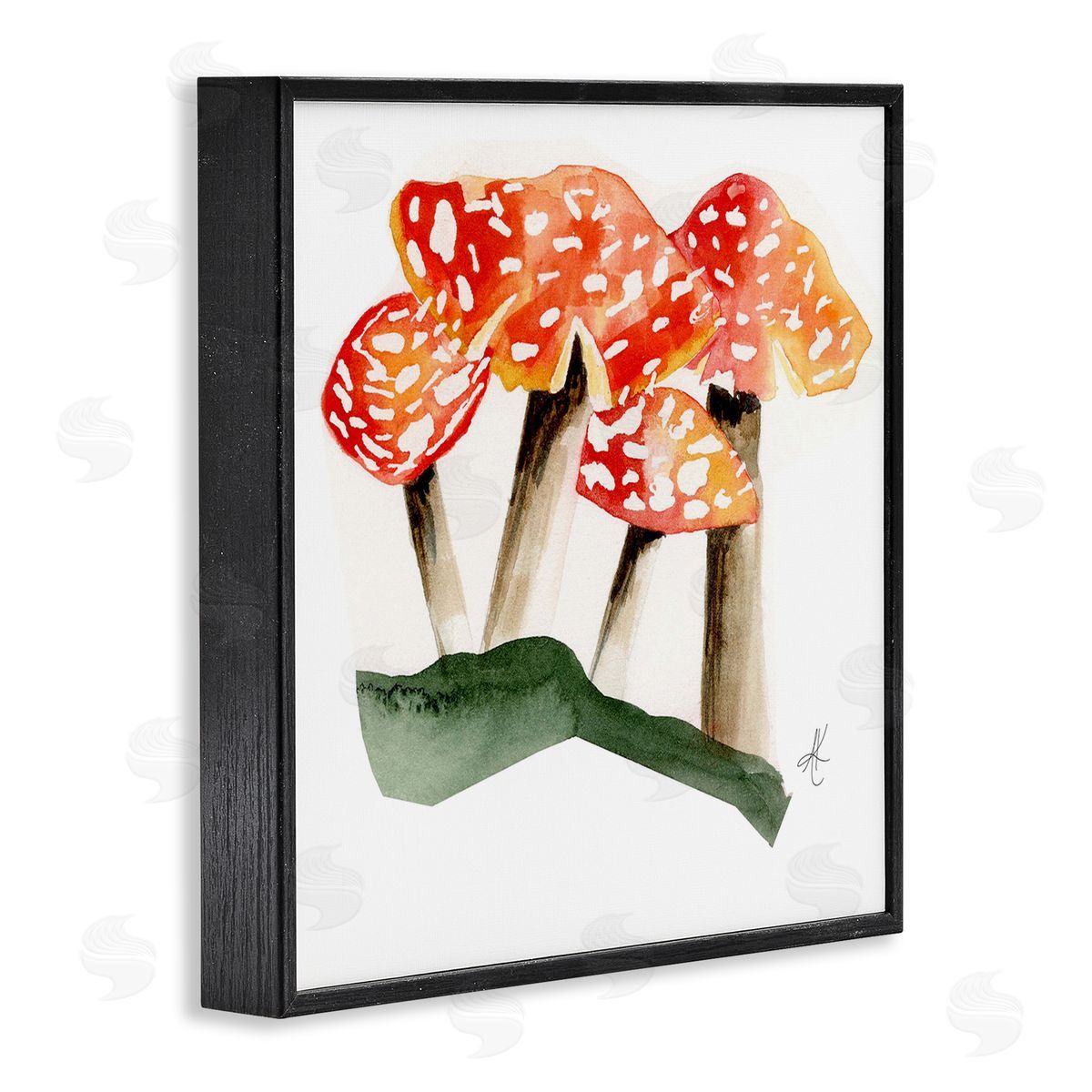 Alexandria Gilbert Kincaid Dotted Red Mushrooms Black Framed Giclee Wall Art Print