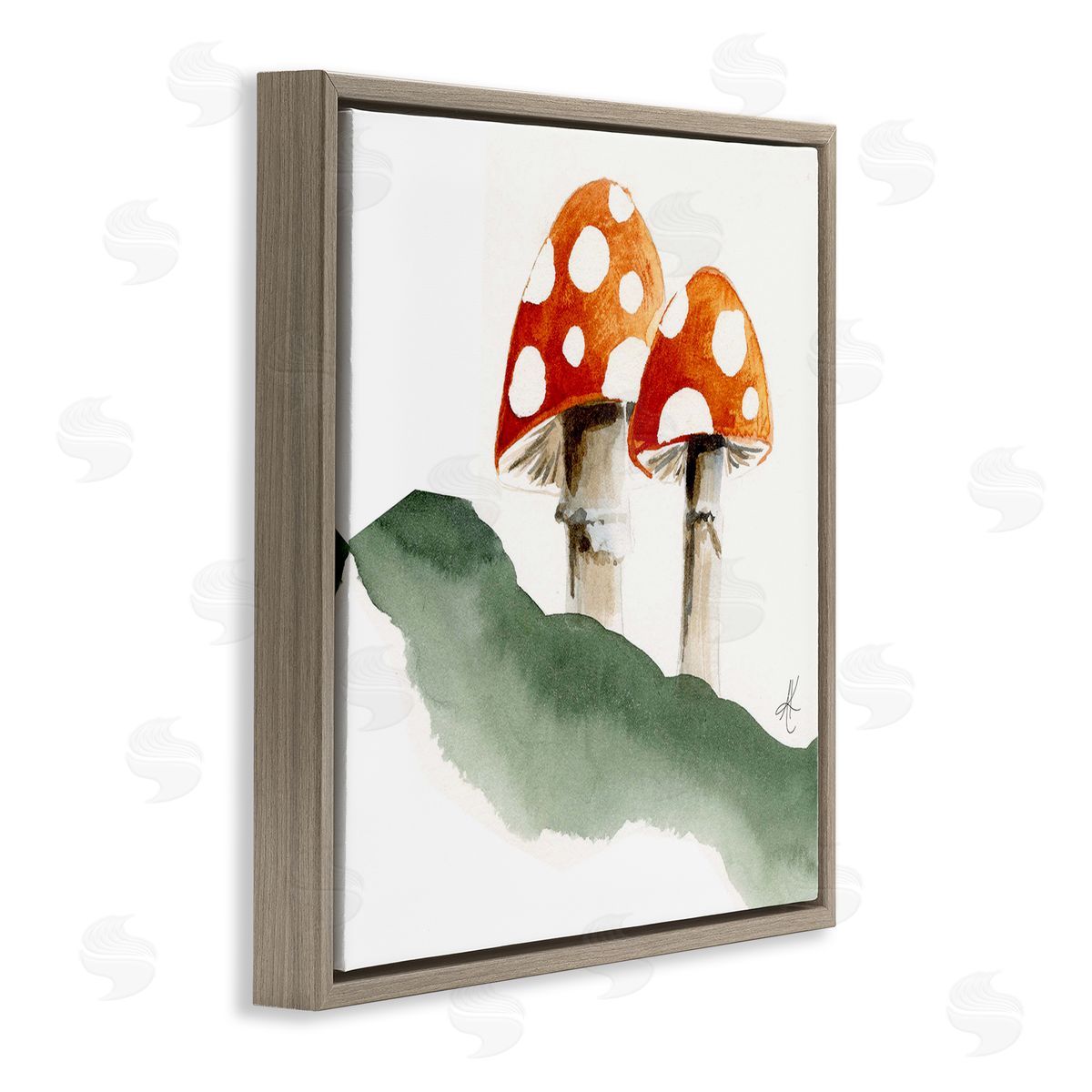 Alexandria Gilbert Kincaid Spotted Red Mushrooms Brown Floating Frame Canvas Wall Art Print
