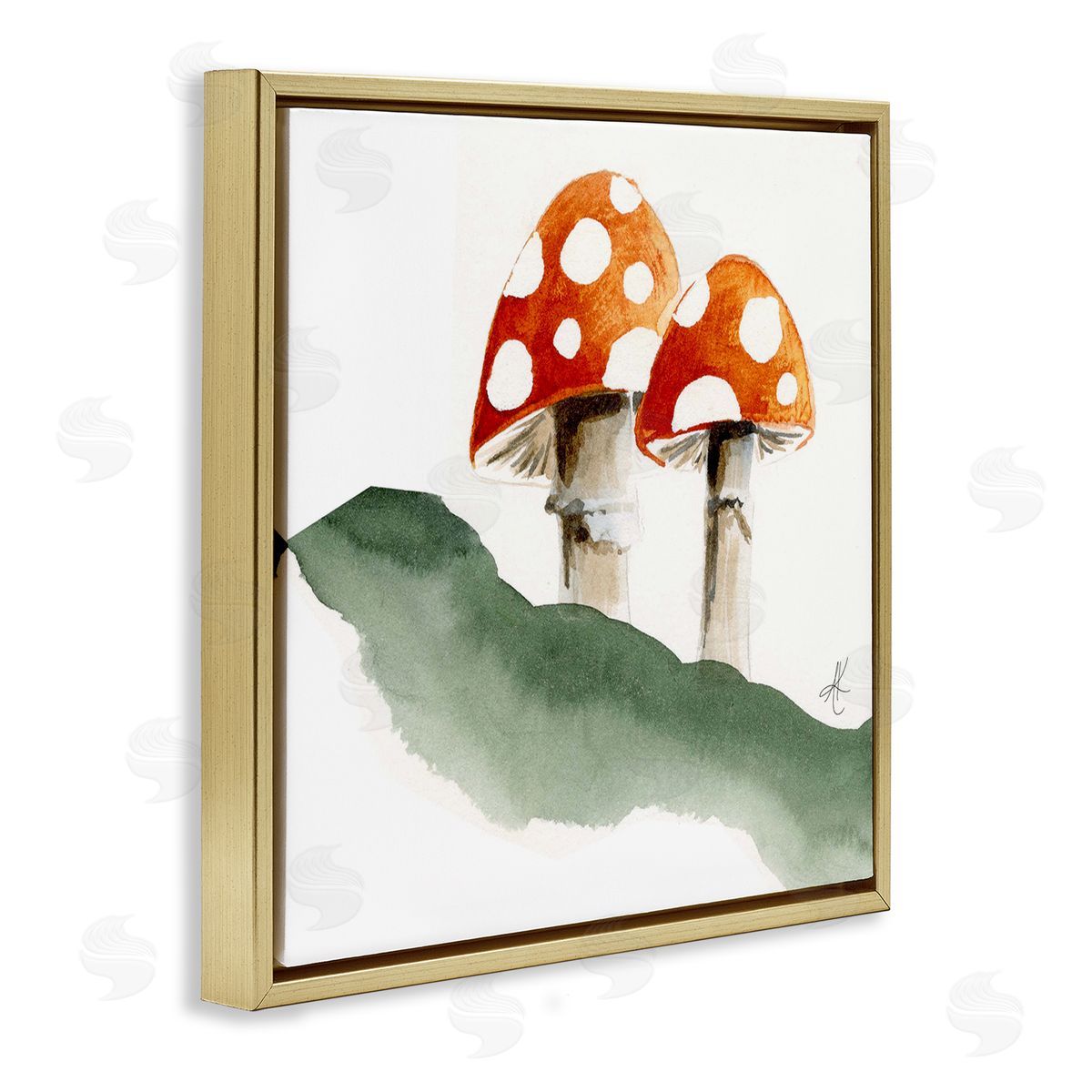 Alexandria Gilbert Kincaid Spotted Red Mushrooms Gold Floating Frame Canvas Wall Art Print