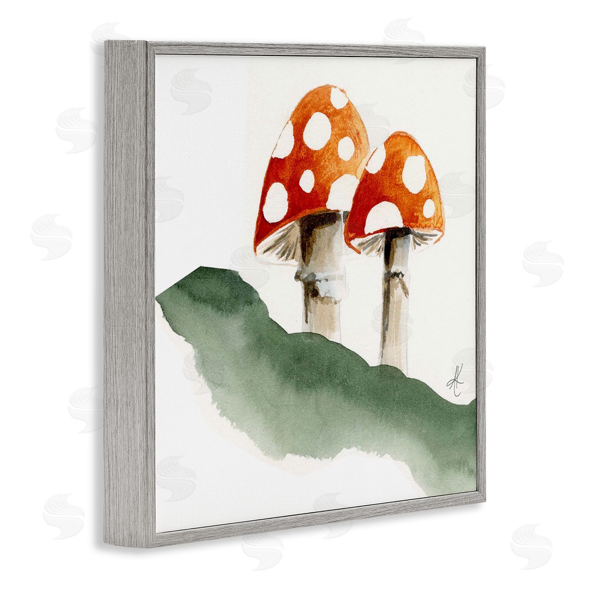 Alexandria Gilbert Kincaid Spotted Red Mushrooms Gray Framed Giclee Wall Art Print
