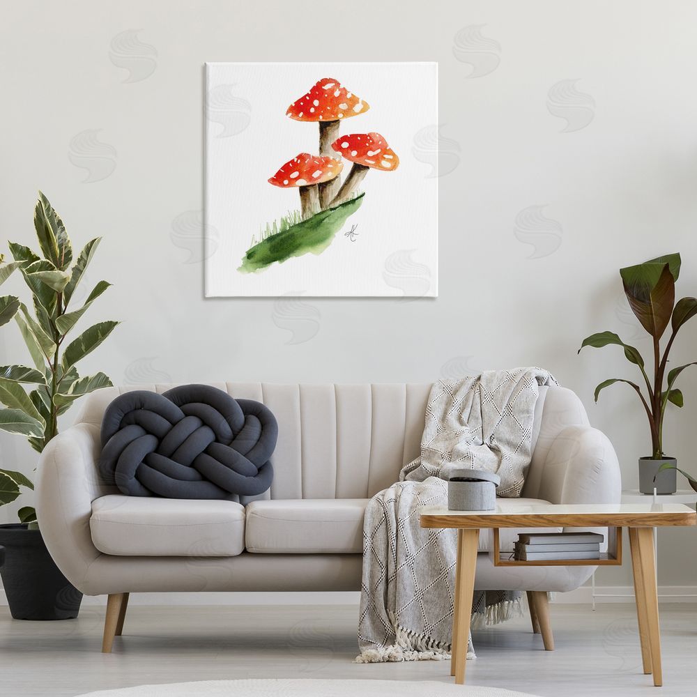 Alexandria Gilbert Kincaid Red Mushroom Trio Canvas Wall Art Print in Room