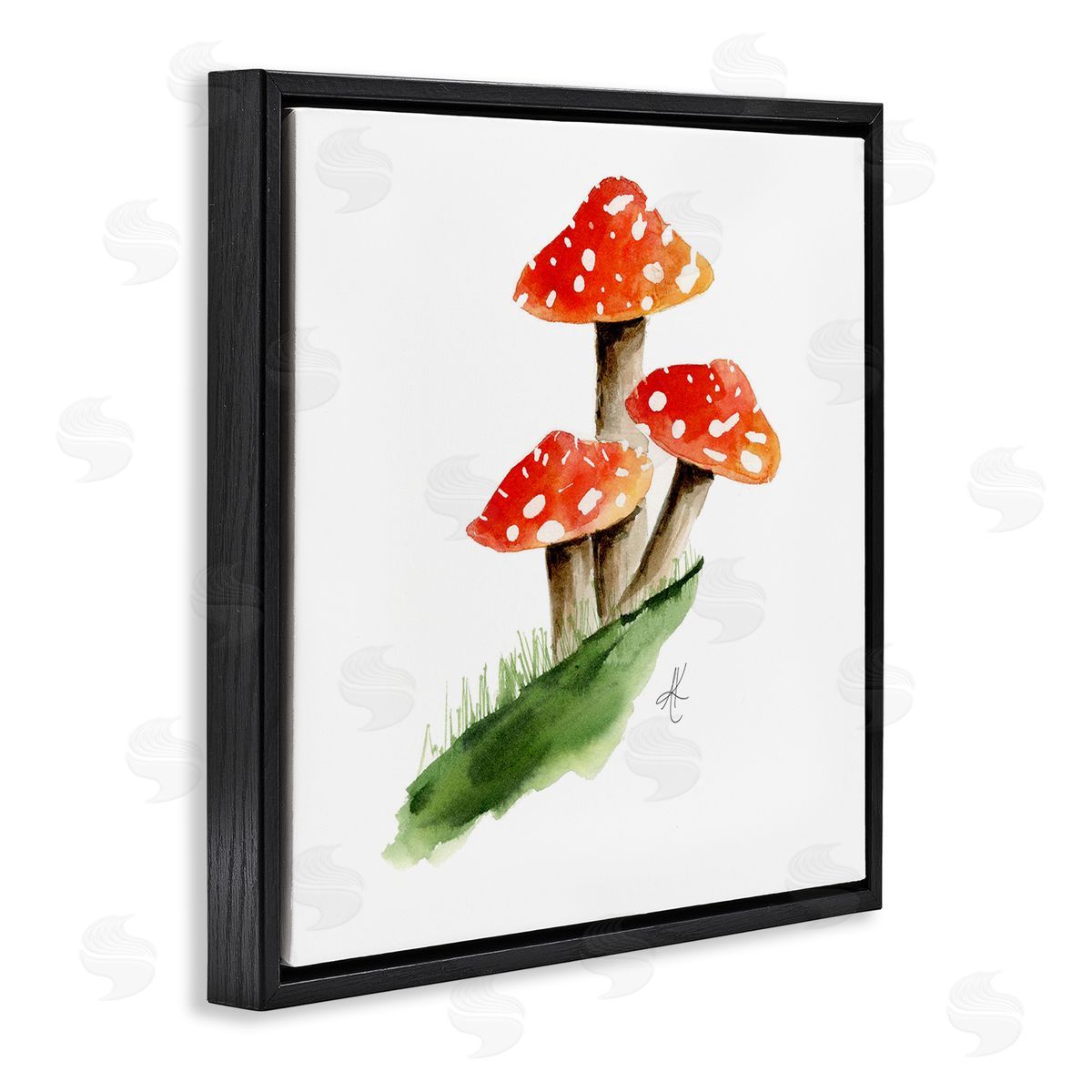 Alexandria Gilbert Kincaid Red Mushroom Trio Black Floating Frame Canvas Wall Art Print