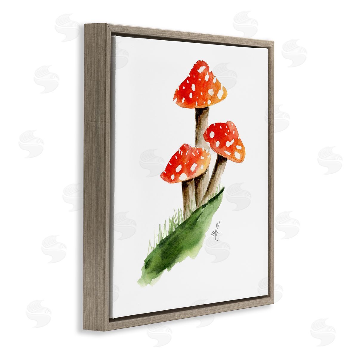 Alexandria Gilbert Kincaid Red Mushroom Trio Brown Floating Frame Canvas Wall Art Print