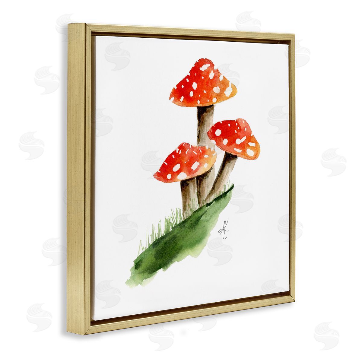 Alexandria Gilbert Kincaid Red Mushroom Trio Gold Floating Frame Canvas Wall Art Print