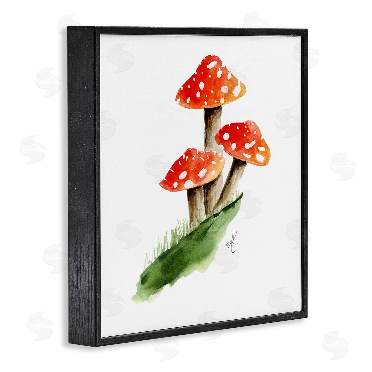 Alexandria Gilbert Kincaid Red Mushroom Trio Black Framed Giclee Wall Art Print