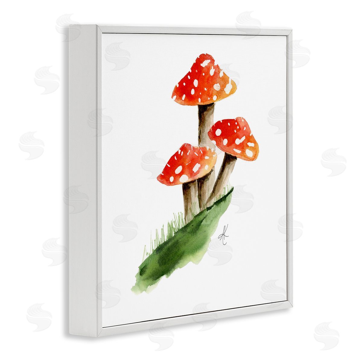 Alexandria Gilbert Kincaid Red Mushroom Trio White Framed Giclee Wall Art Print