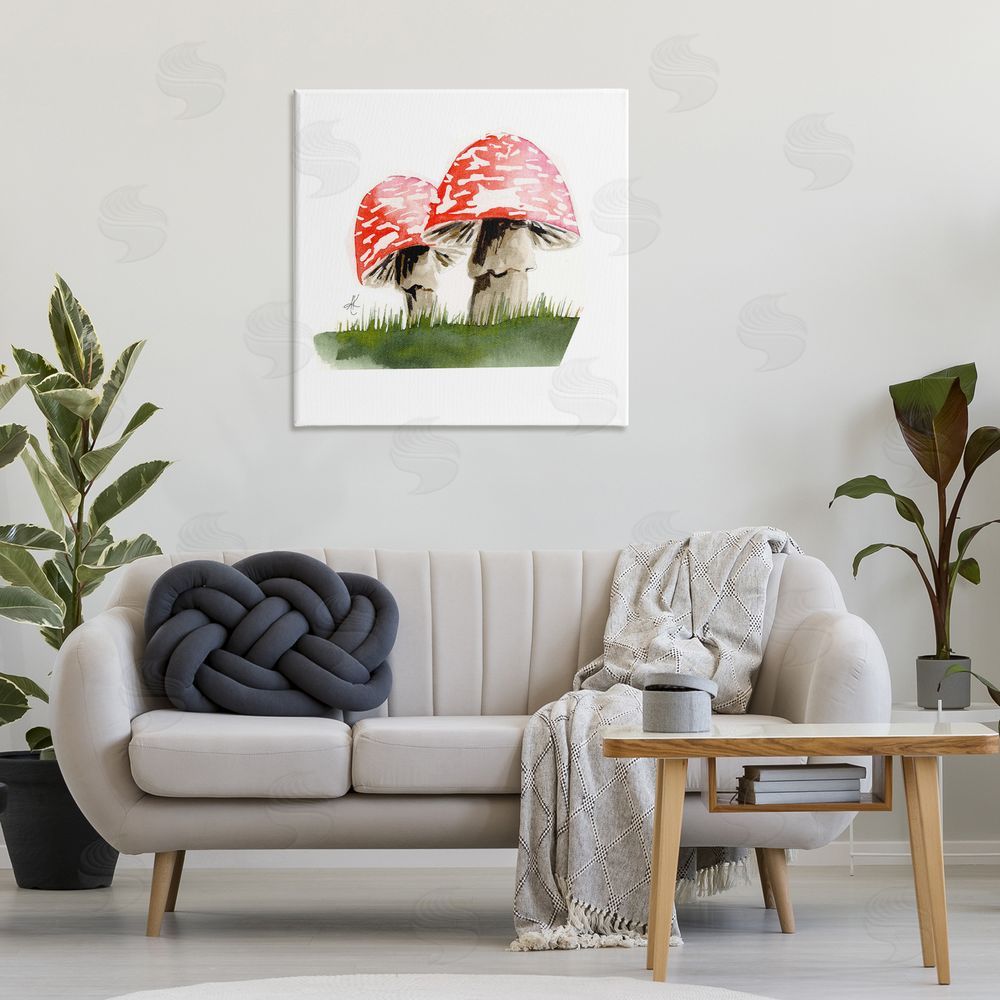 Alexandria Gilbert Kincaid Red Mushroom Pair Canvas Wall Art Print in Room