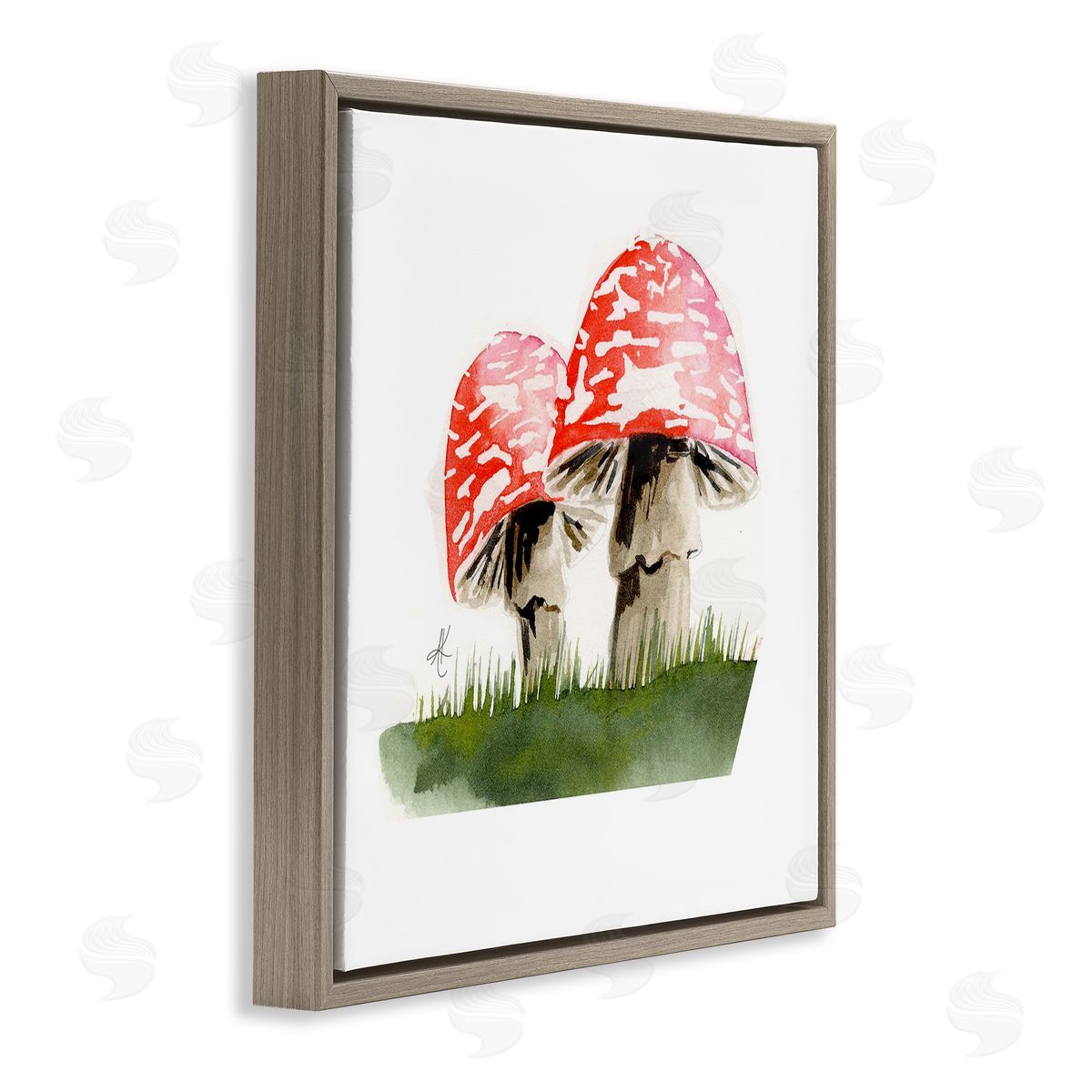 Alexandria Gilbert Kincaid Red Mushroom Pair Brown Floating Frame Canvas Wall Art Print