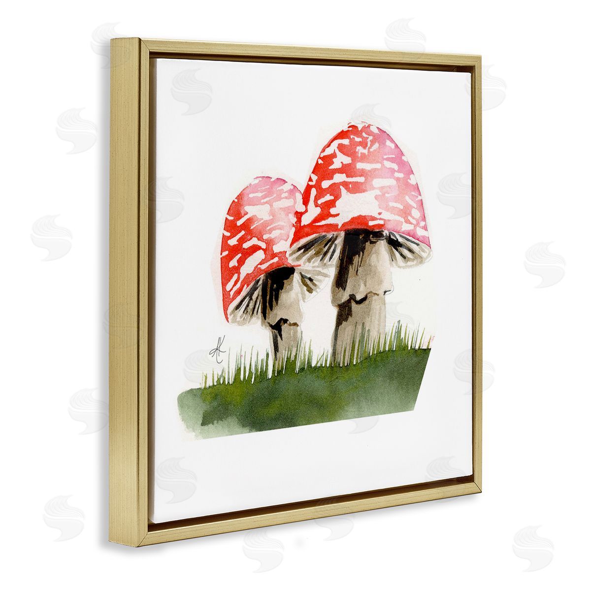 Alexandria Gilbert Kincaid Red Mushroom Pair Gold Floating Frame Canvas Wall Art Print