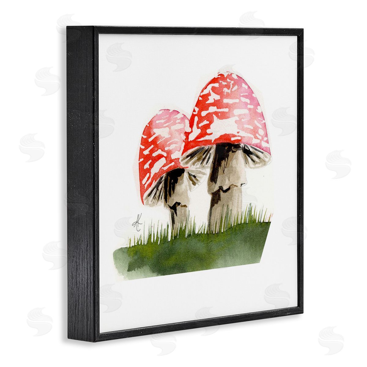 Alexandria Gilbert Kincaid Red Mushroom Pair Black Framed Giclee Wall Art Print