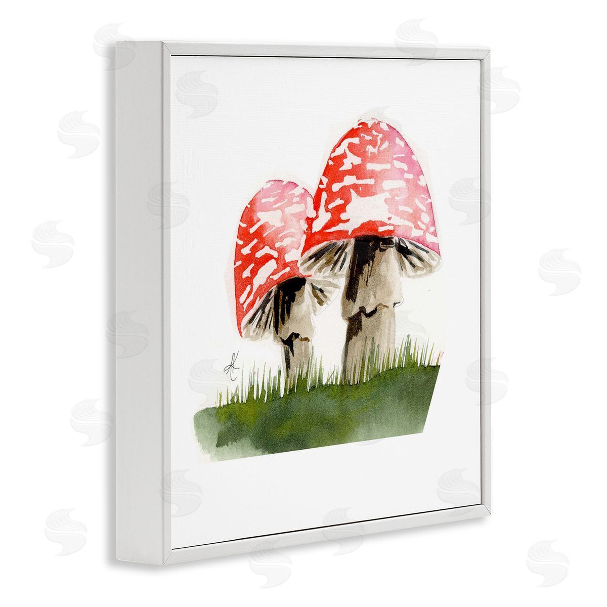 Alexandria Gilbert Kincaid Red Mushroom Pair White Framed Giclee Wall Art Print