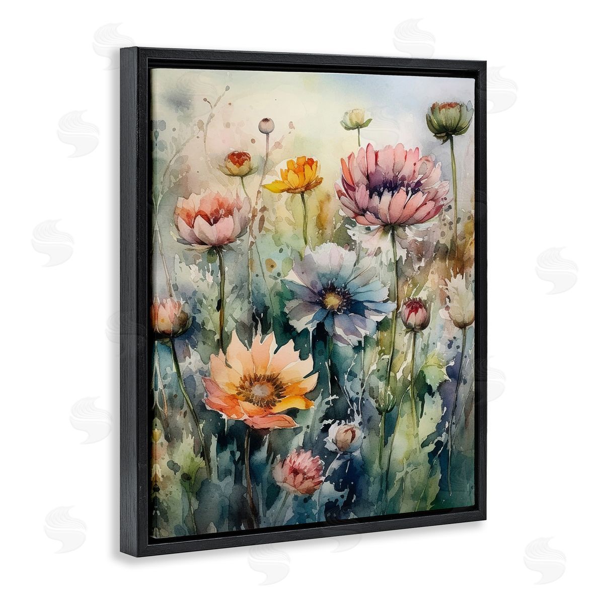 Ryley Gray Wild Gerbera Daisies Black Floating Frame Canvas Wall Art Print