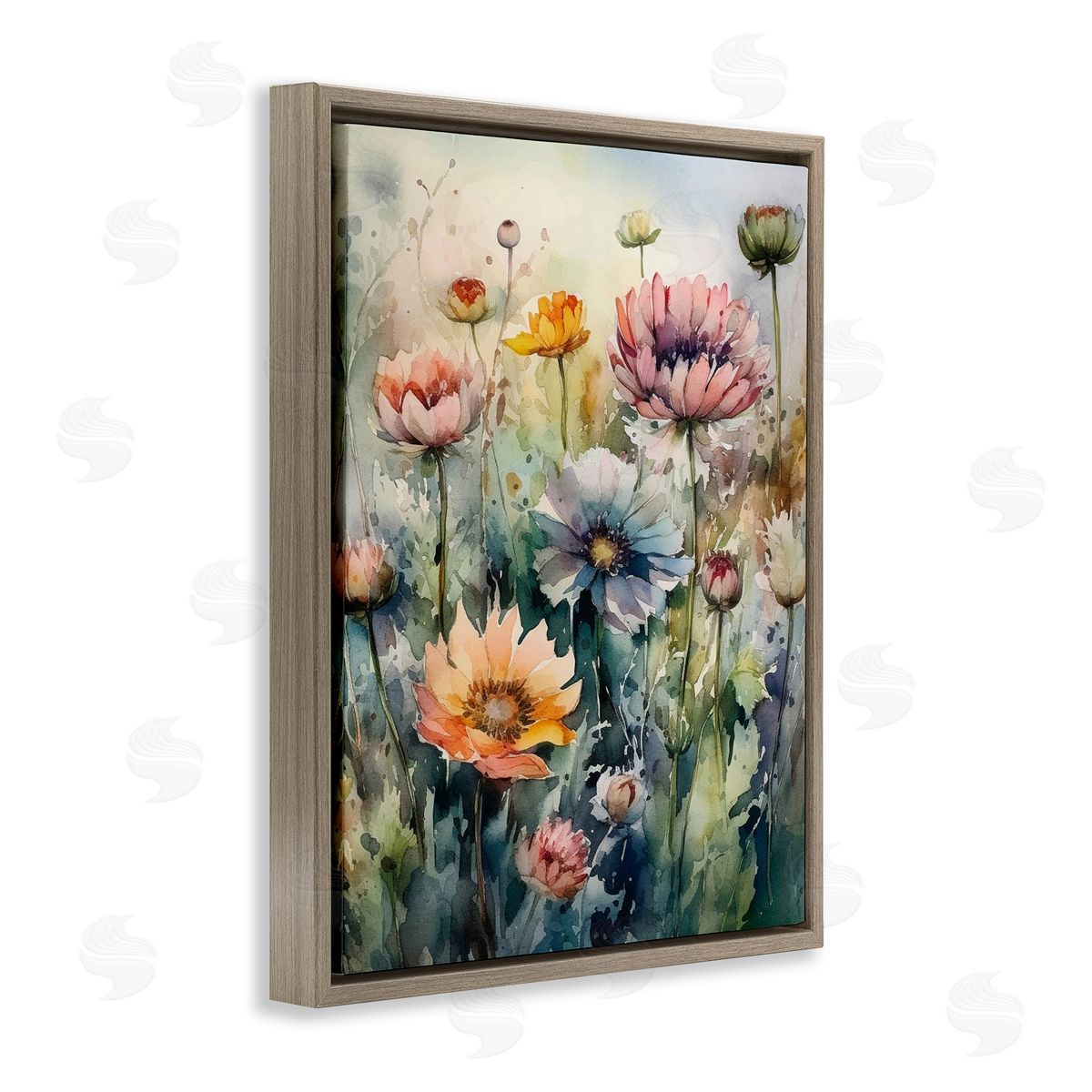 Ryley Gray Wild Gerbera Daisies Brown Floating Frame Canvas Wall Art Print