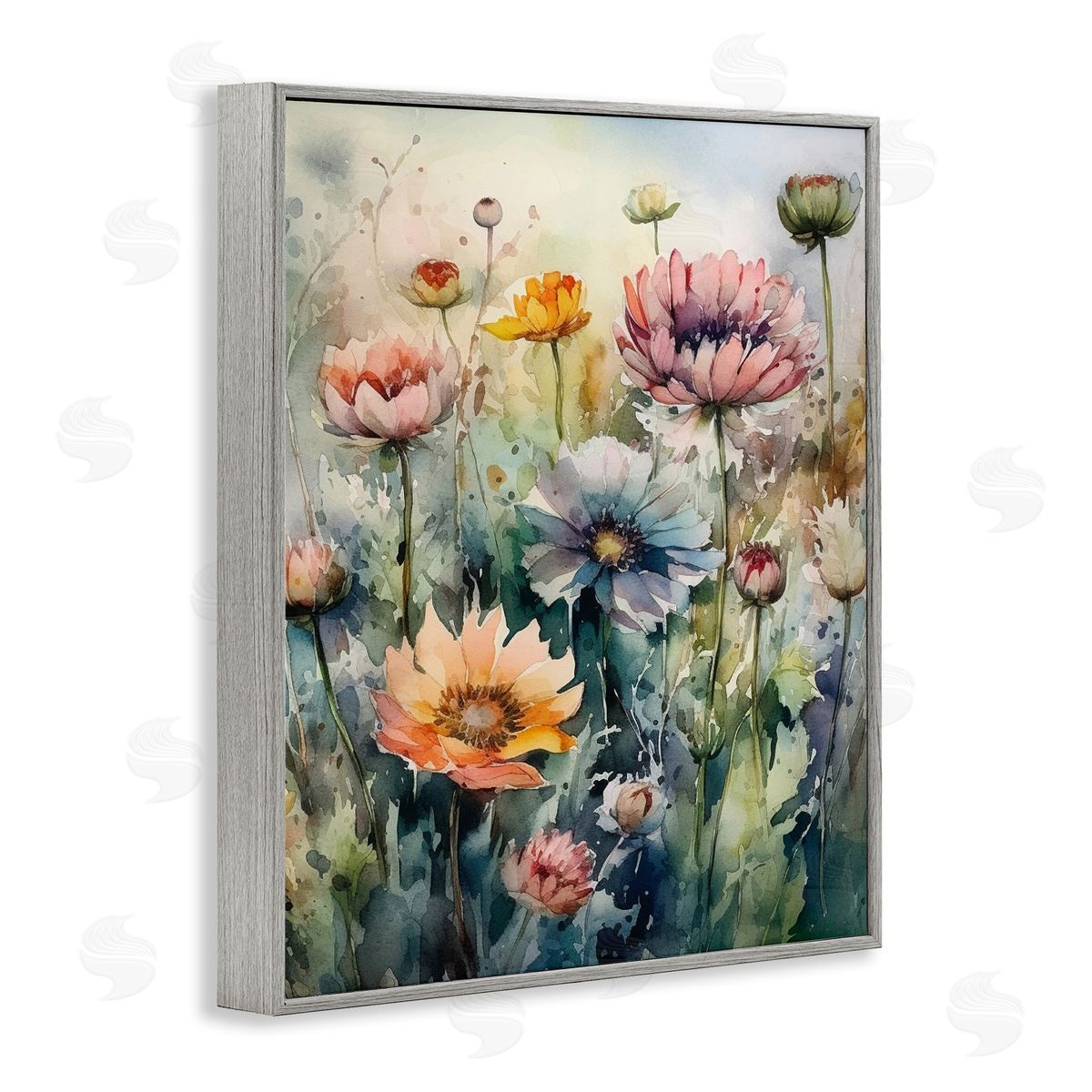 Ryley Gray Wild Gerbera Daisies Gray Framed Giclee Wall Art Print