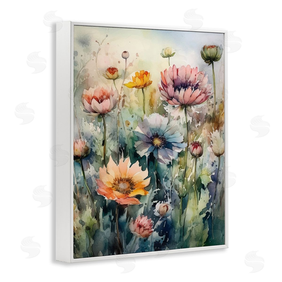 Ryley Gray Wild Gerbera Daisies White Framed Giclee Wall Art Print