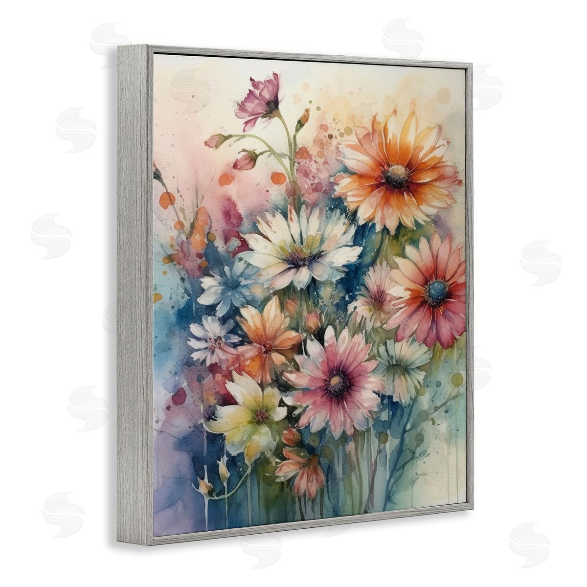 Ryley Gray Wild Bright Daisies Gray Framed Giclee Wall Art Print