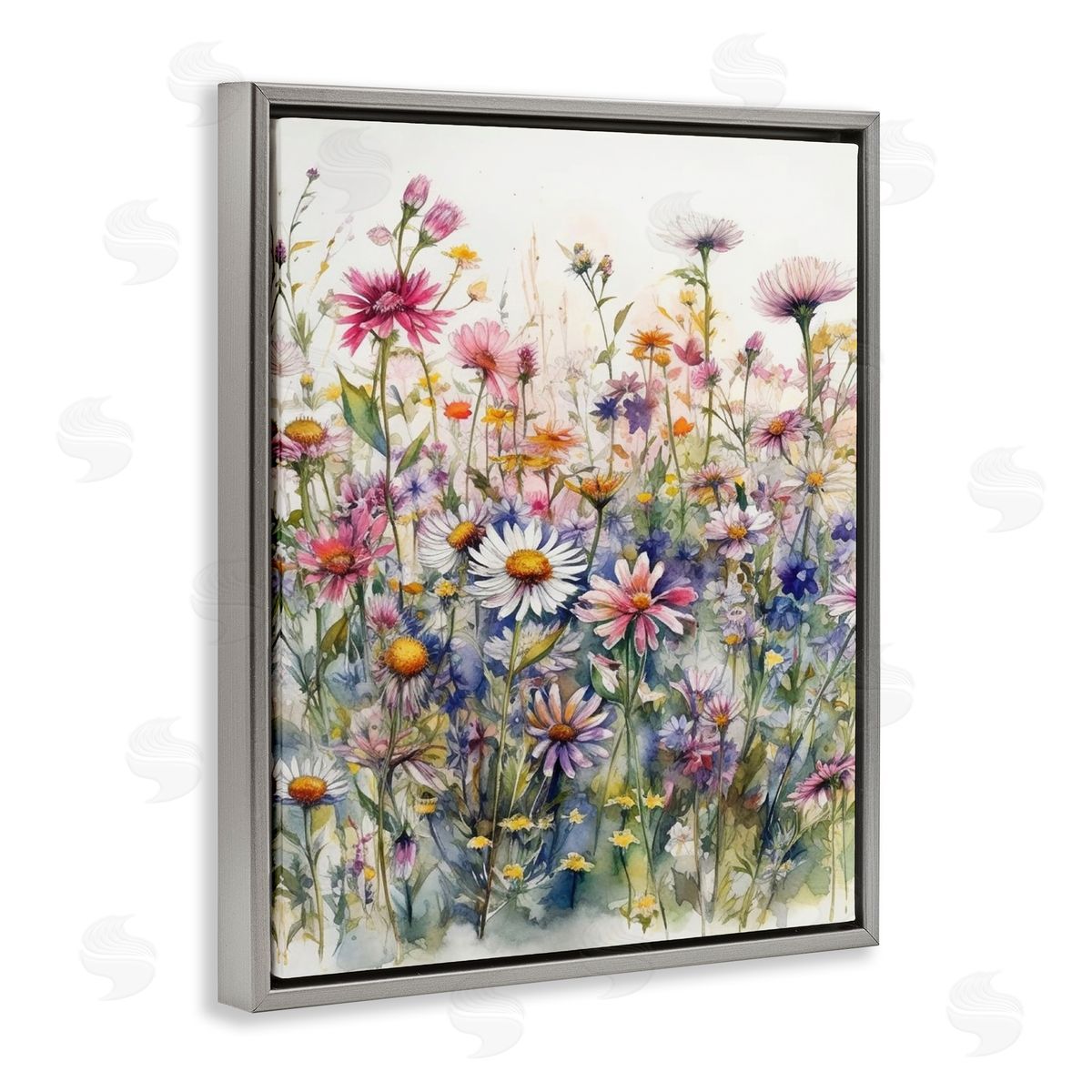 Ryley Gray Assorted Wild Flowers Gray Floating Frame Canvas Wall Art Print