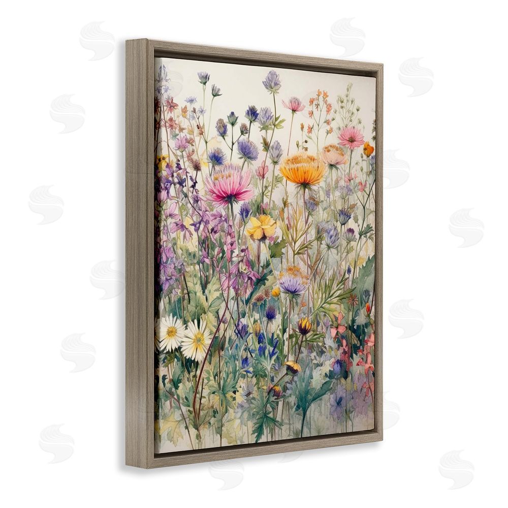 Ryley Gray Mixed Wild Flowers Brown Floating Frame Canvas Wall Art Print