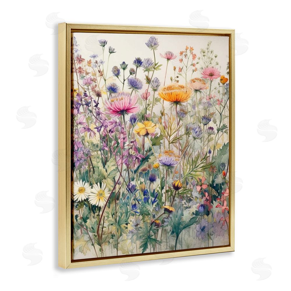 Ryley Gray Mixed Wild Flowers Gold Floating Frame Canvas Wall Art Print