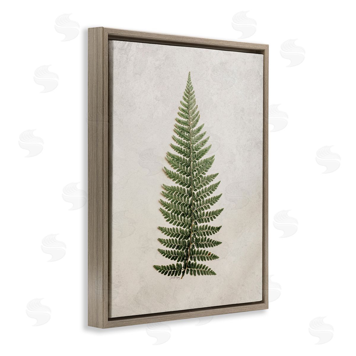 Detailed Fern Leaf Brown Floating Frame Canvas Wall Art, Home Decor by Jennifer Rigsby