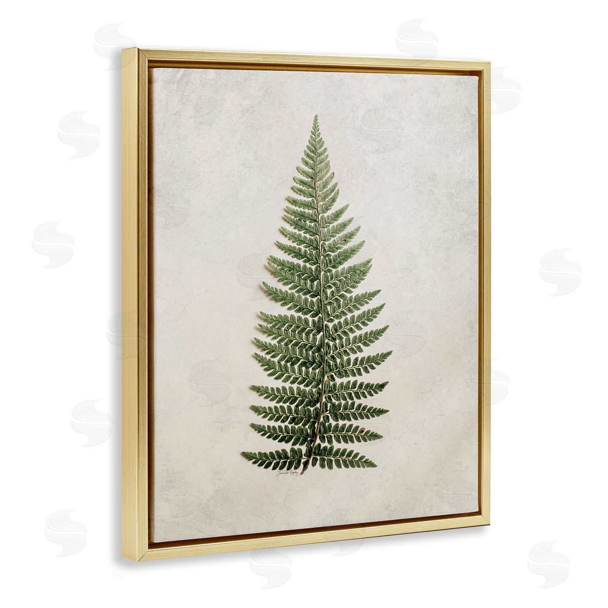 Detailed Fern Leaf Gold Floating Frame Canvas Wall Art, Home Decor by Jennifer Rigsby