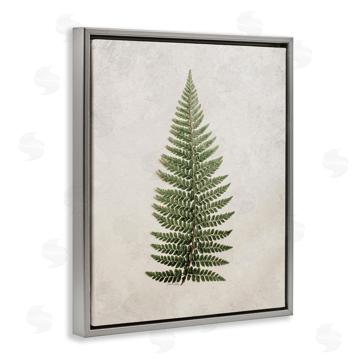 Detailed Fern Leaf Grey Floating Frame Canvas Wall Art, Home Decor by Jennifer Rigsby