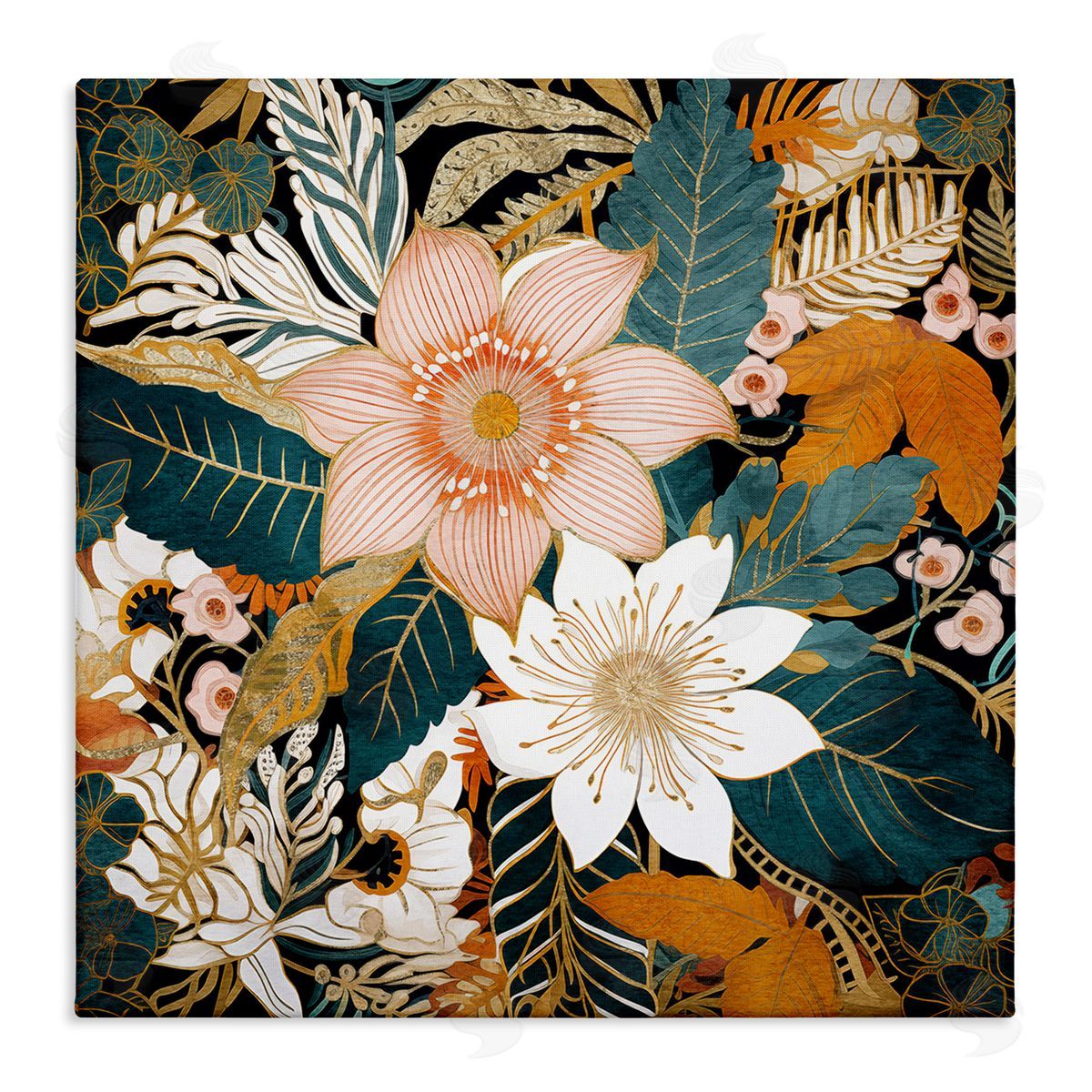 Boho Flower Pattern Canvas Wall Art, Home Decor by Sasha