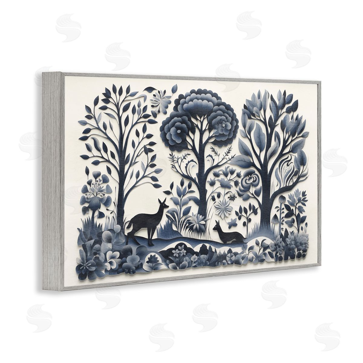 Boho Forest Creatures Grey Frame Print Wall Art, Home Decor by Sasha