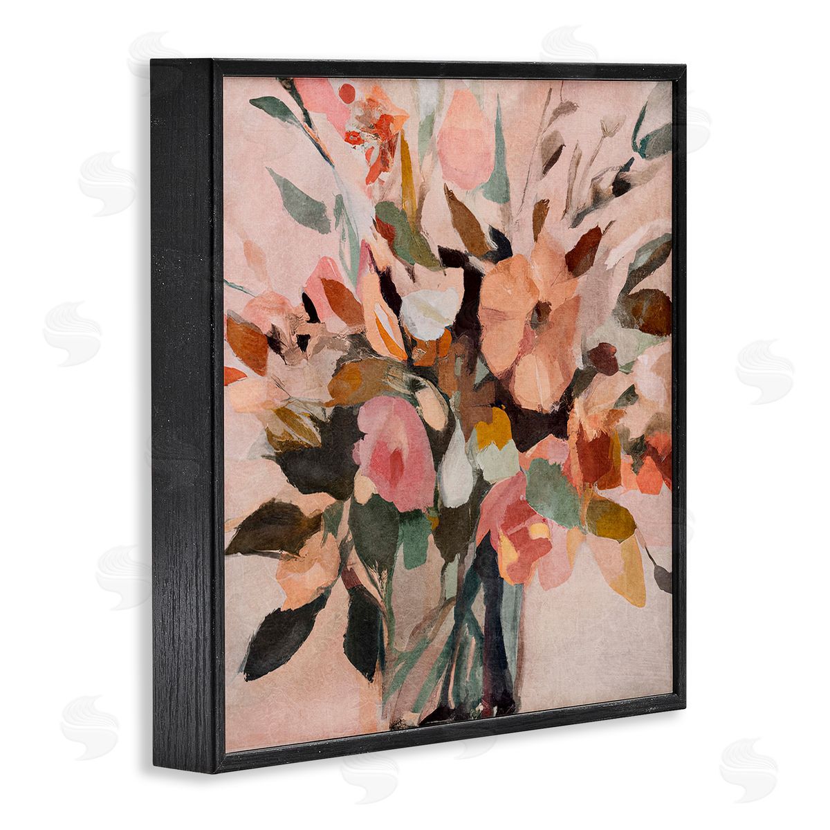 Sasha Blush Abstract Bouquet Black Framed Giclee Wall Art Print