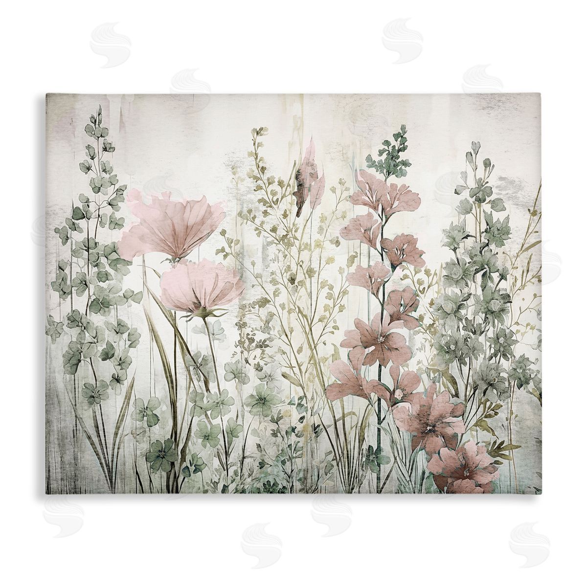 Sasha Blush Wildflower Sprigs Canvas Wall Art Print