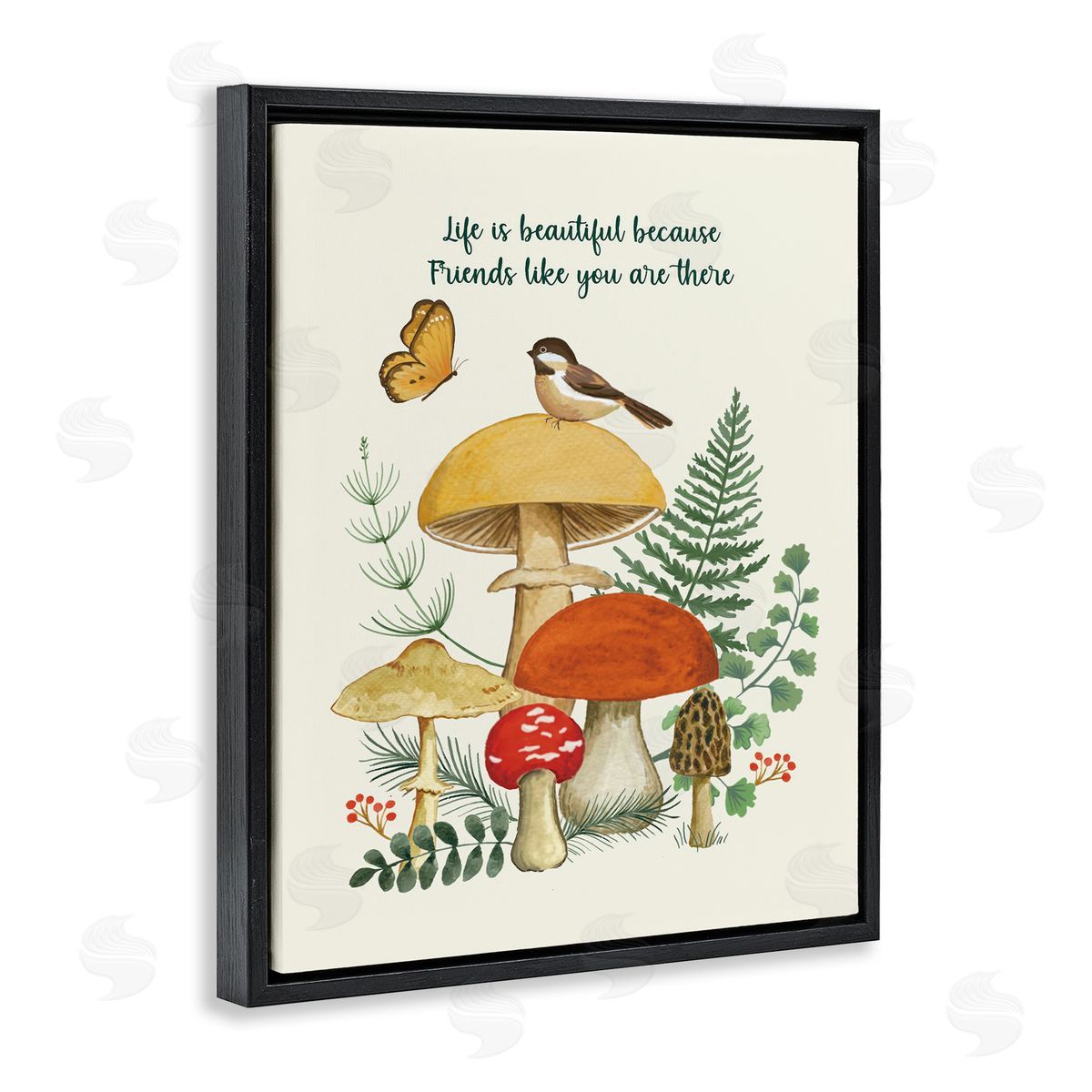 Sharon Lee Vintage Life Is Beautiful Black Floating Frame Canvas Wall Art Print