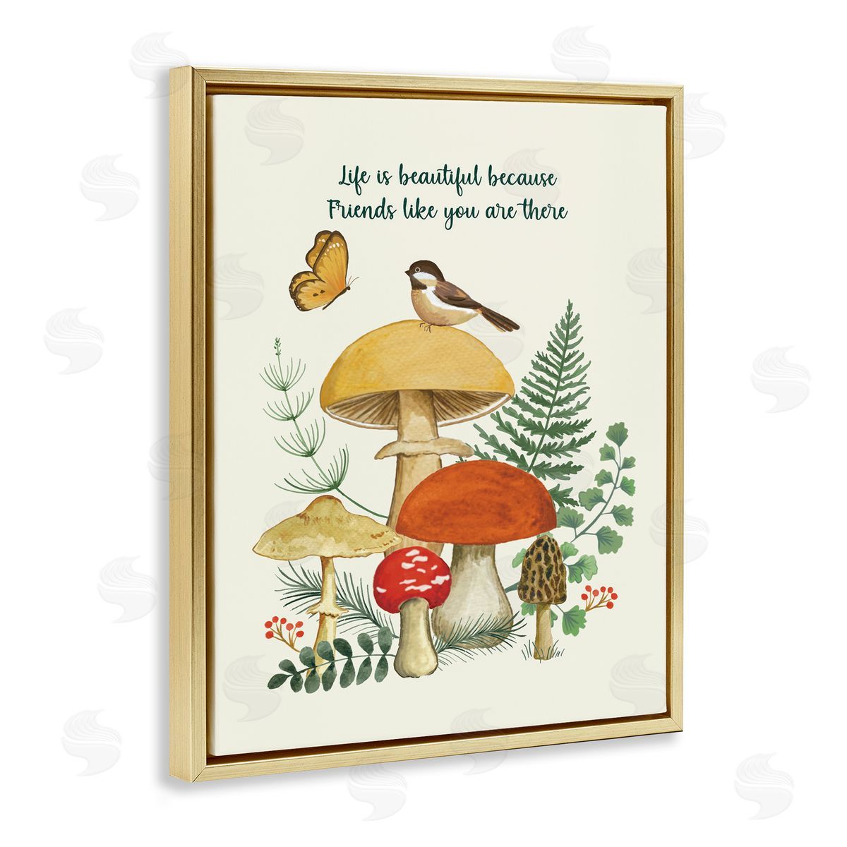 Sharon Lee Vintage Life Is Beautiful Gold Floating Frame Canvas Wall Art Print