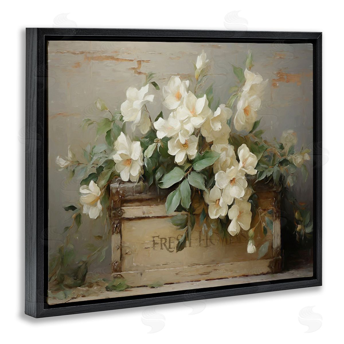 Fresh Rustic Flowers Black Floating Frame Canvas Wall Art, Home Decor by Ramona Murdock