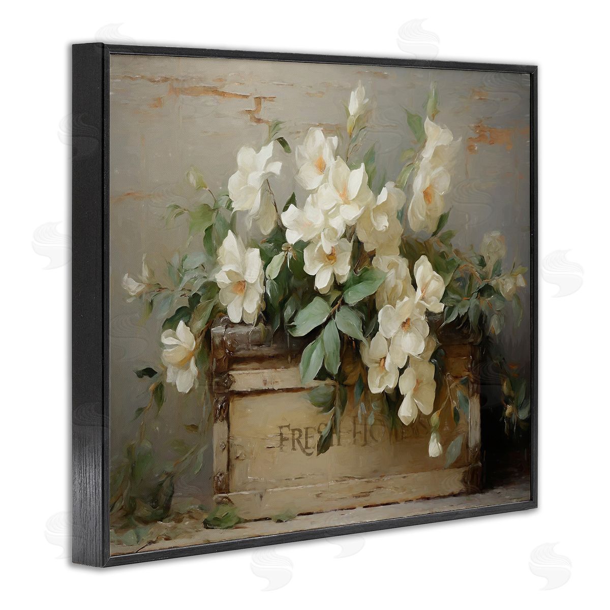Fresh Rustic Flowers Black Frame Print Wall Art, Home Decor by Ramona Murdock