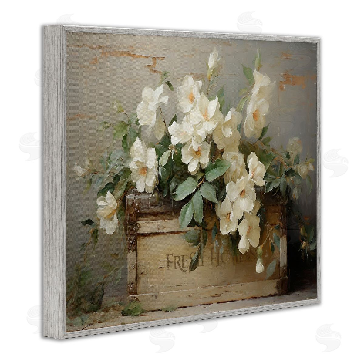 Fresh Rustic Flowers Grey Frame Print Wall Art, Home Decor by Ramona Murdock