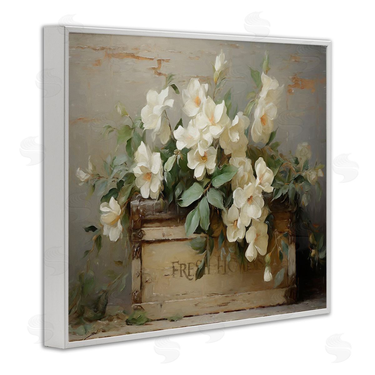 Fresh Rustic Flowers White Frame Print Wall Art, Home Decor by Ramona Murdock