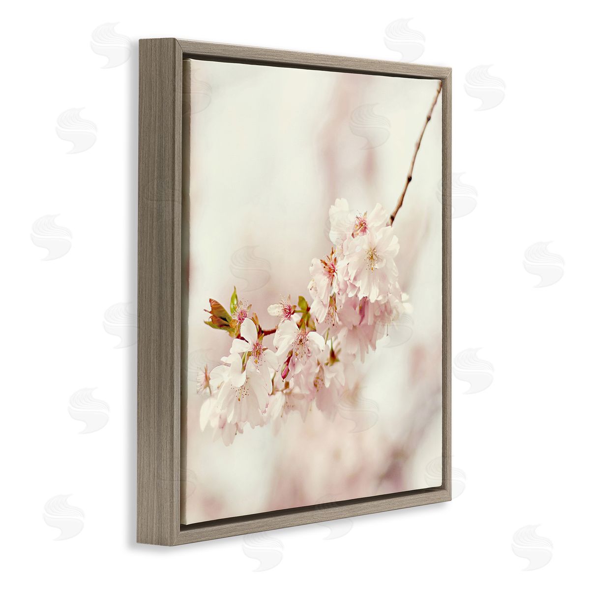 Sarah Gardner Delicate Cherry Blossom Brown Floating Frame Canvas Wall Art Print