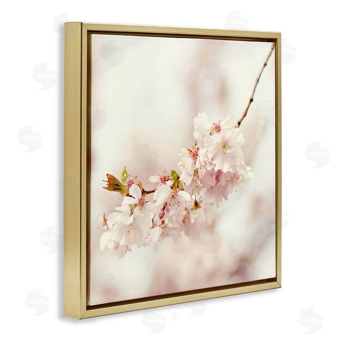 Sarah Gardner Delicate Cherry Blossom Gold Floating Frame Canvas Wall Art Print