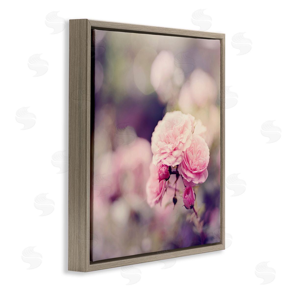 Sarah Gardner Pink Garden Ranunculus Brown Floating Frame Canvas Wall Art Print