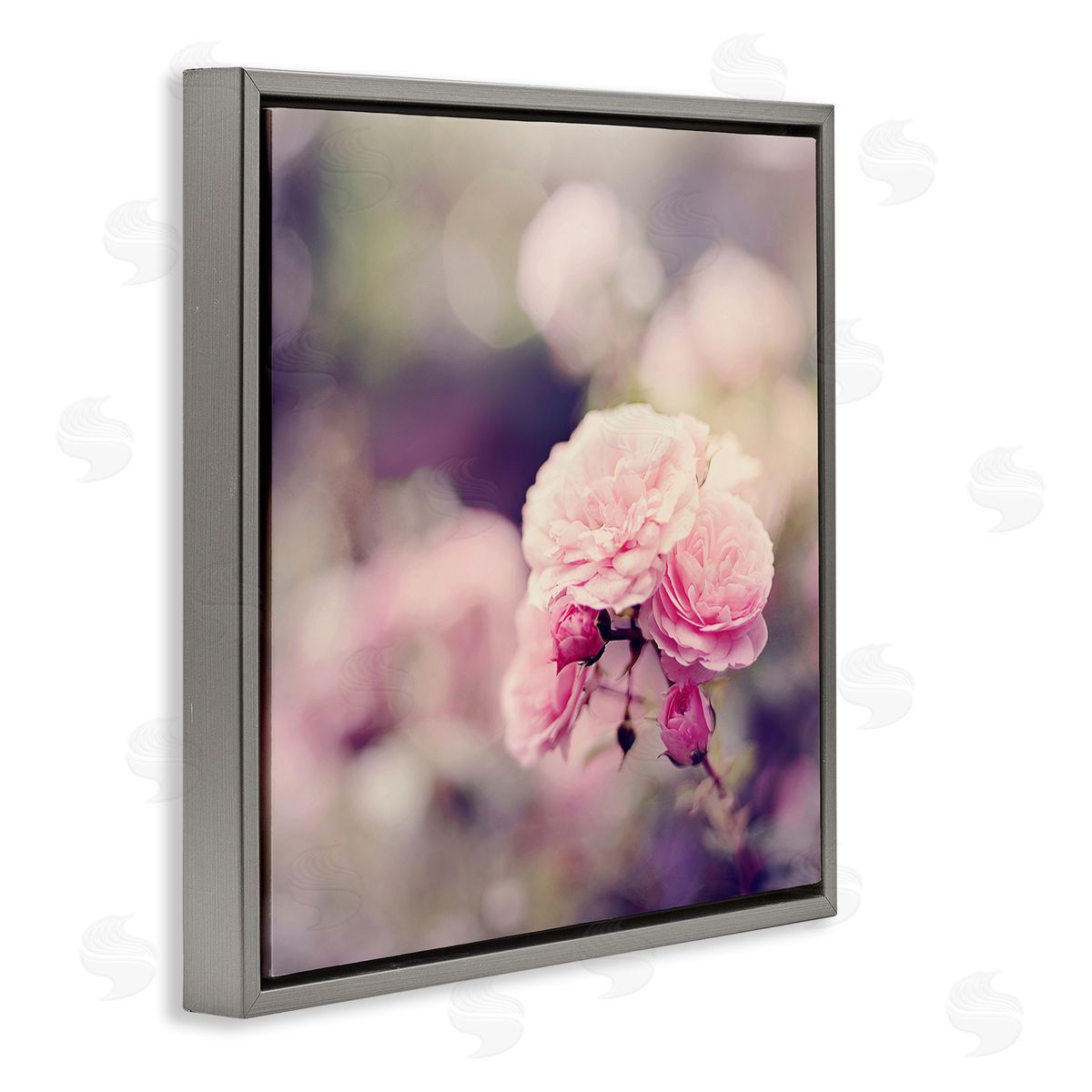 Sarah Gardner Pink Garden Ranunculus Gray Floating Frame Canvas Wall Art Print