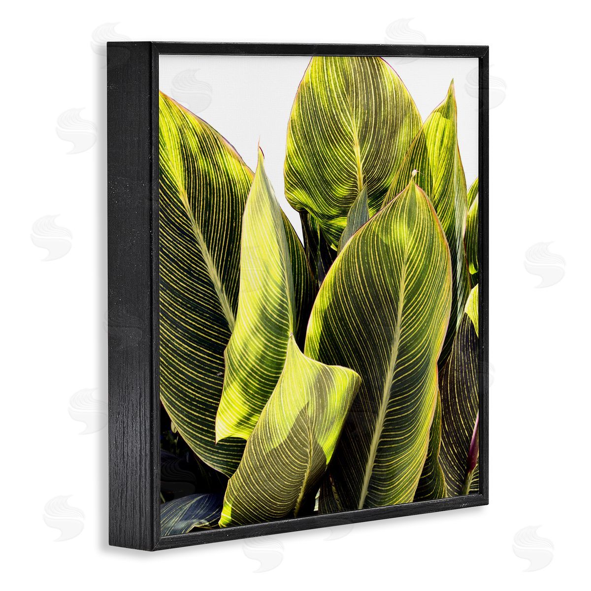 Bright Tropical Leaves Black Frame Print Wall Art, Home Decor by Emily Navas