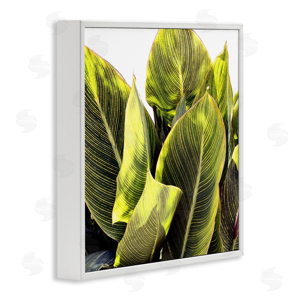 Bright Tropical Leaves White Frame Print Wall Art, Home Decor by Emily Navas