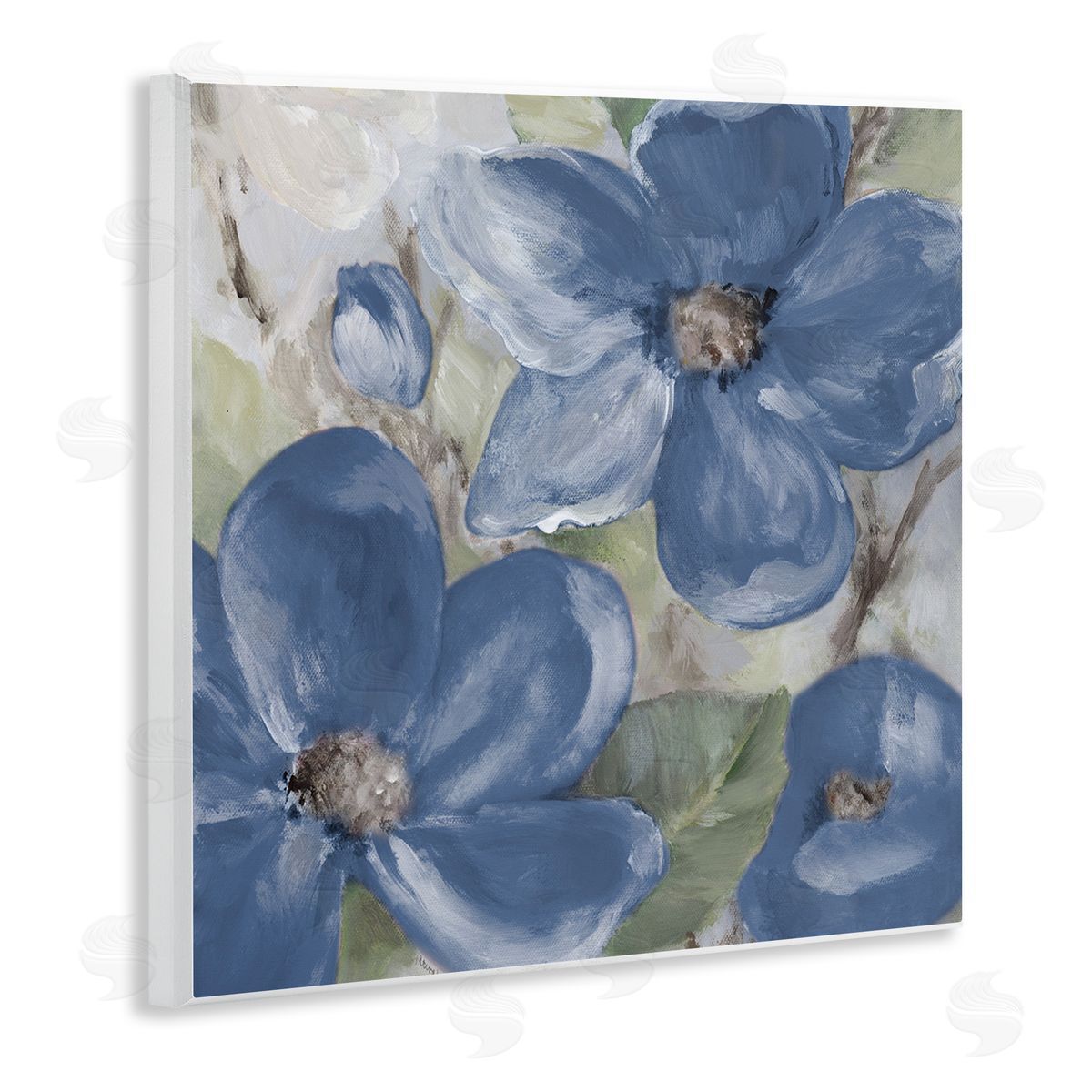 Silently Blue Bloom Wood Plaque Wall Art, Home Decor by Lanie Loreth
