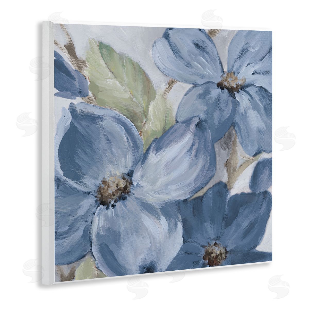 Silent Blue Bloom Wood Plaque Wall Art, Home Decor by Lanie Loreth